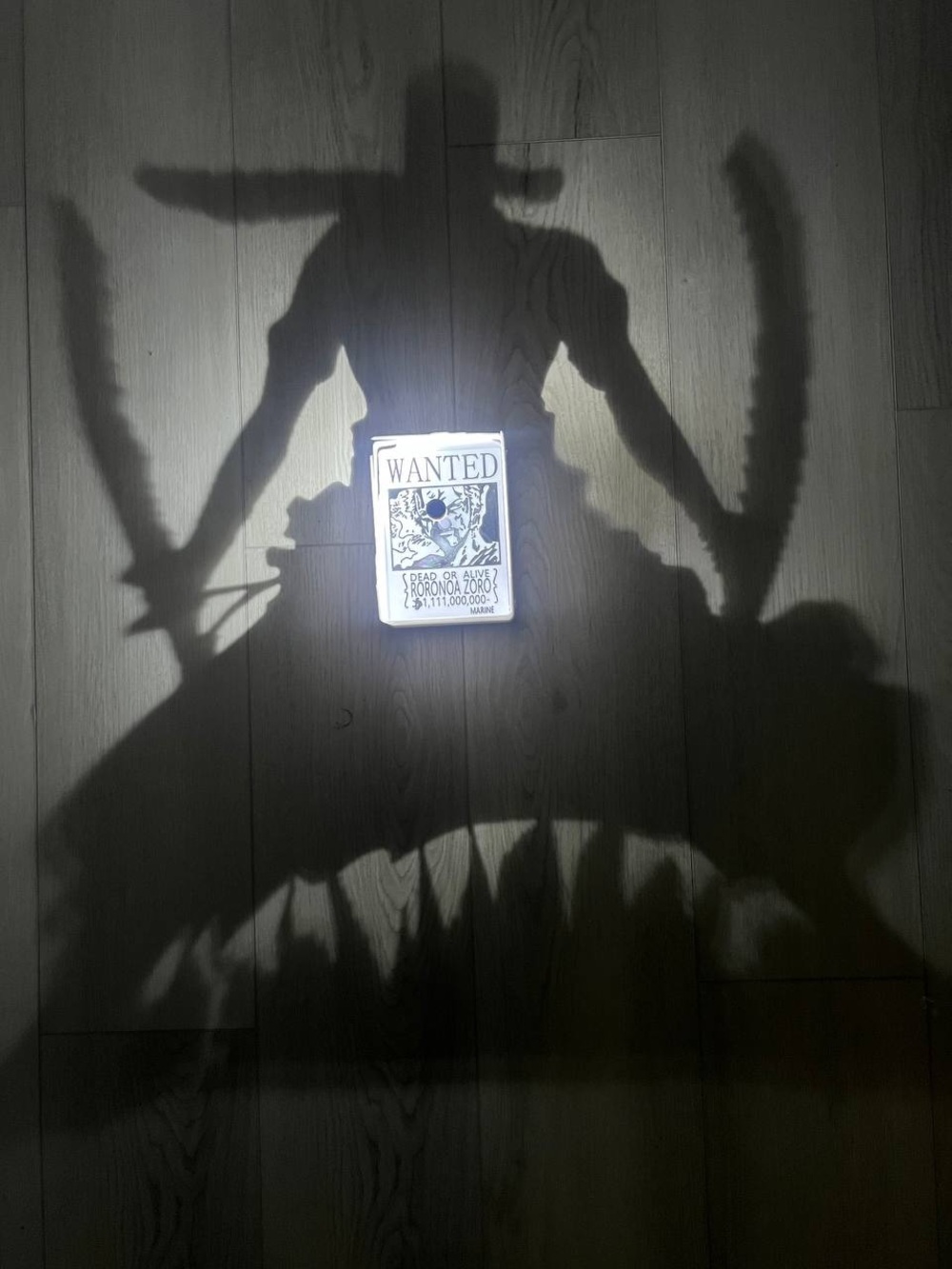 Zoro shadow lamp one piece Wanted Poster Light Projection - Black & White